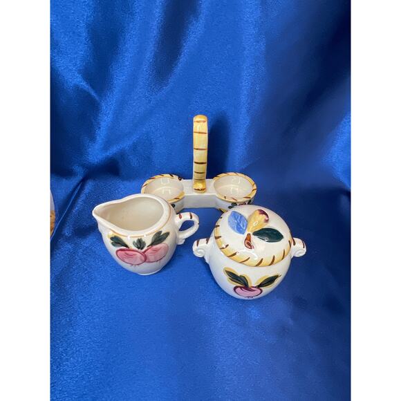 Vintage Nasco Porcelain Creamer and Sugar Dish with Caddy - Picture 2 of 8